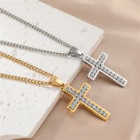 Hip-hop Simple Style Cross Stainless Steel Plating Inlay Zircon Gold Plated Men's Pendant Necklace main image 1