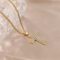 Hip-hop Simple Style Cross Stainless Steel Plating Inlay Zircon Gold Plated Men's Pendant Necklace main image 6