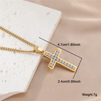 Hip-hop Simple Style Cross Stainless Steel Plating Inlay Zircon Gold Plated Men's Pendant Necklace main image 7