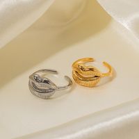 Ig Style Lip Lines Stainless Steel Plating 18k Gold Plated Open Rings main image 3
