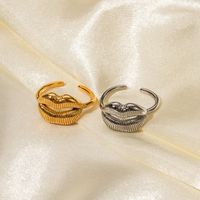 Ig Style Lip Lines Stainless Steel Plating 18k Gold Plated Open Rings main image 2