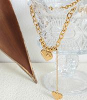 Einfacher Stil Pendeln Herzform Titan Stahl Überzug 18 Karat Vergoldet Halskette Mit Anhänger Lange Halskette main image 2