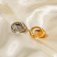 Ig Style Asymmetrical Stainless Steel Plating 18k Gold Plated Open Rings main image 4