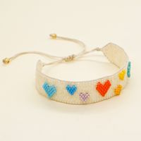 Simple Style Peach Heart Shape Flower Glass Braid Woven Belt Women's Bracelets sku image 30