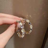 1 Pair Elegant C Shape Diamond Alloy Earrings sku image 4