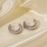 1 Pair Ig Style C Shape Fish Scales Plating Stainless Steel Ear Studs main image 4