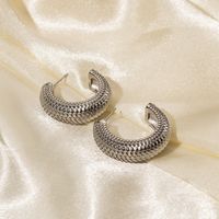 1 Pair Ig Style C Shape Fish Scales Plating Stainless Steel Ear Studs main image 5