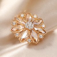 Wholesale Jewelry Glam Luxurious Lady Flower Alloy Artificial Rhinestones Plating Inlay Open Ring sku image 2