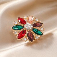 Wholesale Jewelry Glam Luxurious Lady Flower Alloy Artificial Rhinestones Plating Inlay Open Ring sku image 1