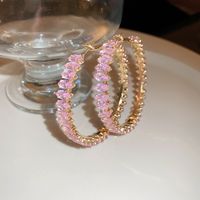 1 Pair Sexy Streetwear Solid Color Inlay Copper Zircon Hoop Earrings sku image 1