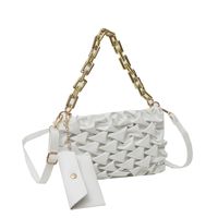 Women's Small Pu Leather Solid Color Elegant Square Zipper Ruched Bag sku image 2