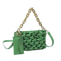 Women's Small Pu Leather Solid Color Elegant Square Zipper Ruched Bag sku image 8