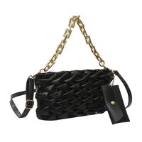 Women's Small Pu Leather Solid Color Elegant Square Zipper Ruched Bag sku image 1