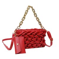 Women's Small Pu Leather Solid Color Elegant Square Zipper Ruched Bag sku image 4