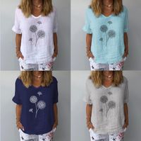 Women's T-shirt Short Sleeve T-shirts Printing Patchwork Casual Dandelion main image 2