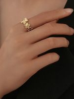 Same Style As European And American Web Celebrities' Ins Style Flower Open Ring Titanium Steel Metal Fashion Ring 18k Stainless Steel Gold Ring main image 6