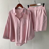 Women's Casual Solid Color Cotton Shorts Sets main image 4