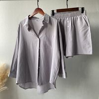 Women's Casual Solid Color Cotton Shorts Sets main image 3