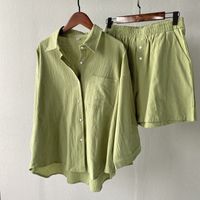 Women's Casual Solid Color Cotton Shorts Sets main image 1