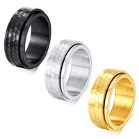 304 Stainless Steel Hammered Pattern Men'S Rings main image 3