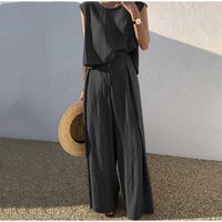 Women's Casual Solid Color Cotton And Linen Pants Sets main image 1
