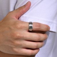 304 Stainless Steel Hammered Pattern Men'S Rings main image 10