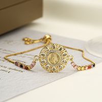 Classic Style Commute Virgin Mary Copper Plating Inlay Zircon 18k Gold Plated Bracelets main image 1