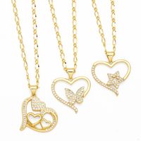 Simple Style Pentagram Heart Shape Butterfly Copper Plating Inlay Zircon 18k Gold Plated Pendant Necklace main image 1