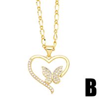 Simple Style Pentagram Heart Shape Butterfly Copper Plating Inlay Zircon 18k Gold Plated Pendant Necklace sku image 2