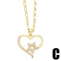 Simple Style Pentagram Heart Shape Butterfly Copper Plating Inlay Zircon 18k Gold Plated Pendant Necklace sku image 3
