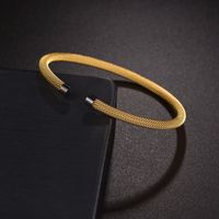 Classic Style Solid Color Stainless Steel Plating 18k Gold Plated Cuff Bracelets main image 3
