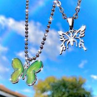 201 Stainless Steel 304 Stainless Steel Gold Plated Retro Exaggerated Commute Plating Butterfly Pendant Necklace main image 5