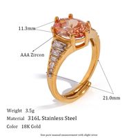 Vintage Style Classic Style Round Stainless Steel Plating Inlay Zircon 18k Gold Plated Rings main image 5