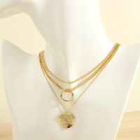 Ig Style Love Circle Copper 18k Gold Plated Necklace In Bulk main image 1