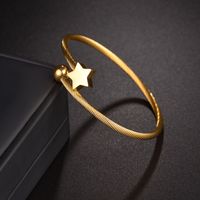 Classic Style Star Flower Stainless Steel Plating 18k Gold Plated Cuff Bracelets main image 4