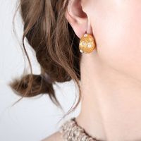 1 Pair Elegant Luxurious Solid Color Inlay Imitation Pearl Titanium Steel Artificial Pearls Rhinestones 18k Gold Plated Ear Studs sku image 1