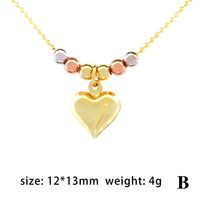 Elegant Heart Shape Copper Beaded Plating 18k Gold Plated Pendant Necklace sku image 1