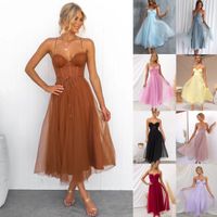 Women's Strap Dress Elegant Collarless Sleeveless Solid Color Maxi Long Dress Banquet main image 1