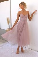 Women's Strap Dress Elegant Collarless Sleeveless Solid Color Maxi Long Dress Banquet main image 2