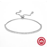 Elegant Solid Color Sterling Silver Inlay Zircon Bracelets main image 5
