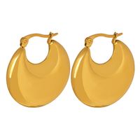 1 Paar Einfacher Stil Einfarbig Überzug Titan Stahl 18 Karat Vergoldet Ohrringe main image 2