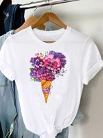 Women's T-shirt Short Sleeve T-shirts Printing Casual Heart Shape Flower main image 5