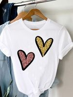 Femmes T-shirt Manche Courte T-shirts Impression Décontractée Forme De Cœur Fleur main image 2