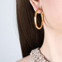 1 Pair Exaggerated Simple Style Twist Plating Titanium Steel 18k Gold Plated Earrings main image 3