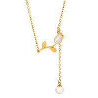 Casual Baroque Style Flower Imitation Pearl Shell Titanium Steel Plating 18k Gold Plated Pendant Necklace main image 5