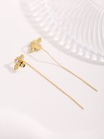 1 Pair Cute Bee Plating Inlay Copper Zircon Gold Plated Earrings main image 3