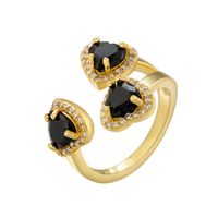 Elegant Luxurious Shiny Heart Shape Copper 18k Gold Plated Zircon Open Ring In Bulk sku image 15