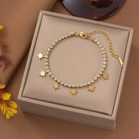 304 Stainless Steel 18K Gold Plated Streetwear Plating Inlay Star Artificial Rhinestones Necklace sku image 2