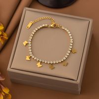 Classic Style Star 304 Stainless Steel 18K Gold Plated Artificial Rhinestones Bracelets In Bulk main image 4