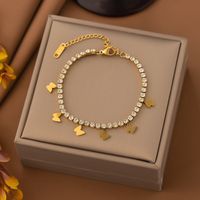 Classic Style Star 304 Stainless Steel 18K Gold Plated Artificial Rhinestones Bracelets In Bulk sku image 4